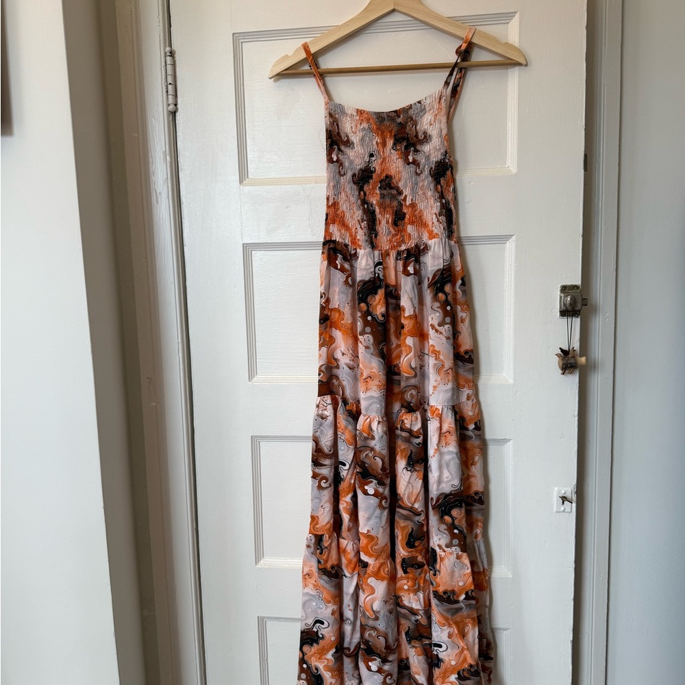 Abstract Multicolor Midi Dress